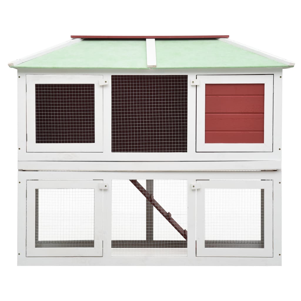 Cage for rabbits and other animals, 2 levels, red, wood