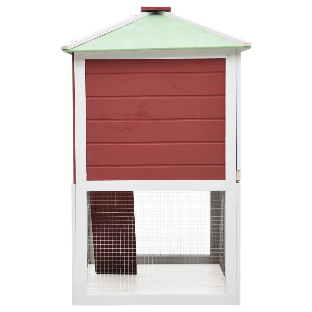 Cage for rabbits and other animals, 2 levels, red, wood