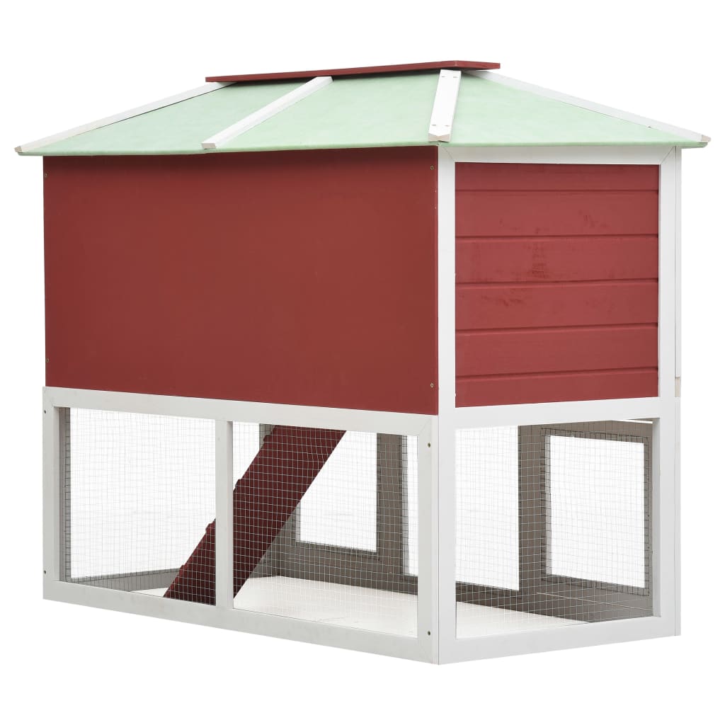 Cage for rabbits and other animals, 2 levels, red, wood