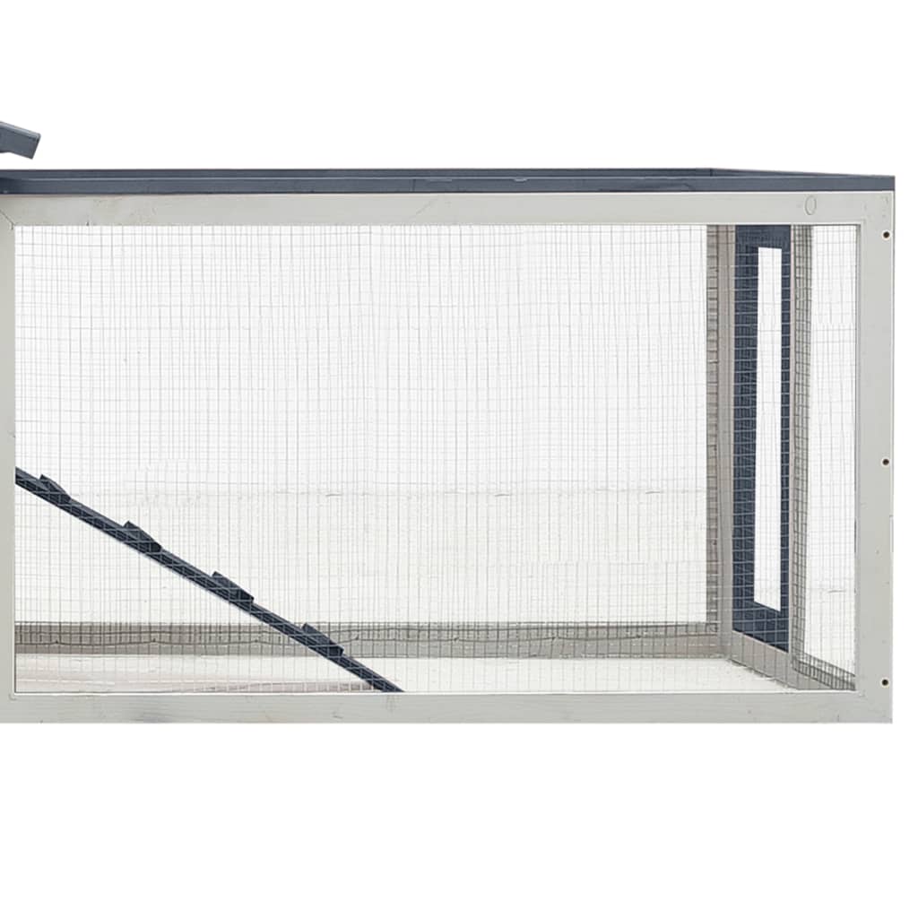 Rabbit cage, gray, 310x70x87 cm, solid pine &amp; fir wood