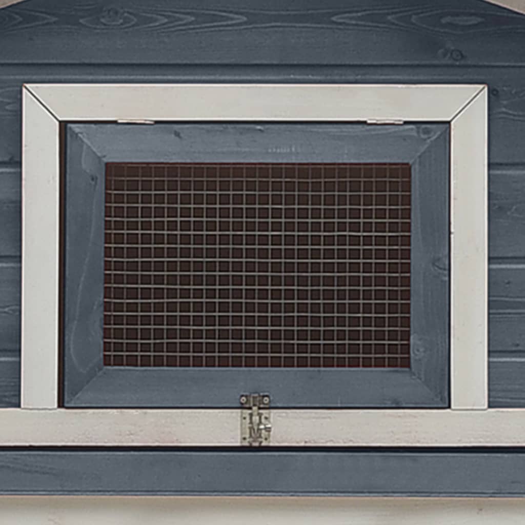 Rabbit cage, gray, 310x70x87 cm, solid pine &amp; fir wood
