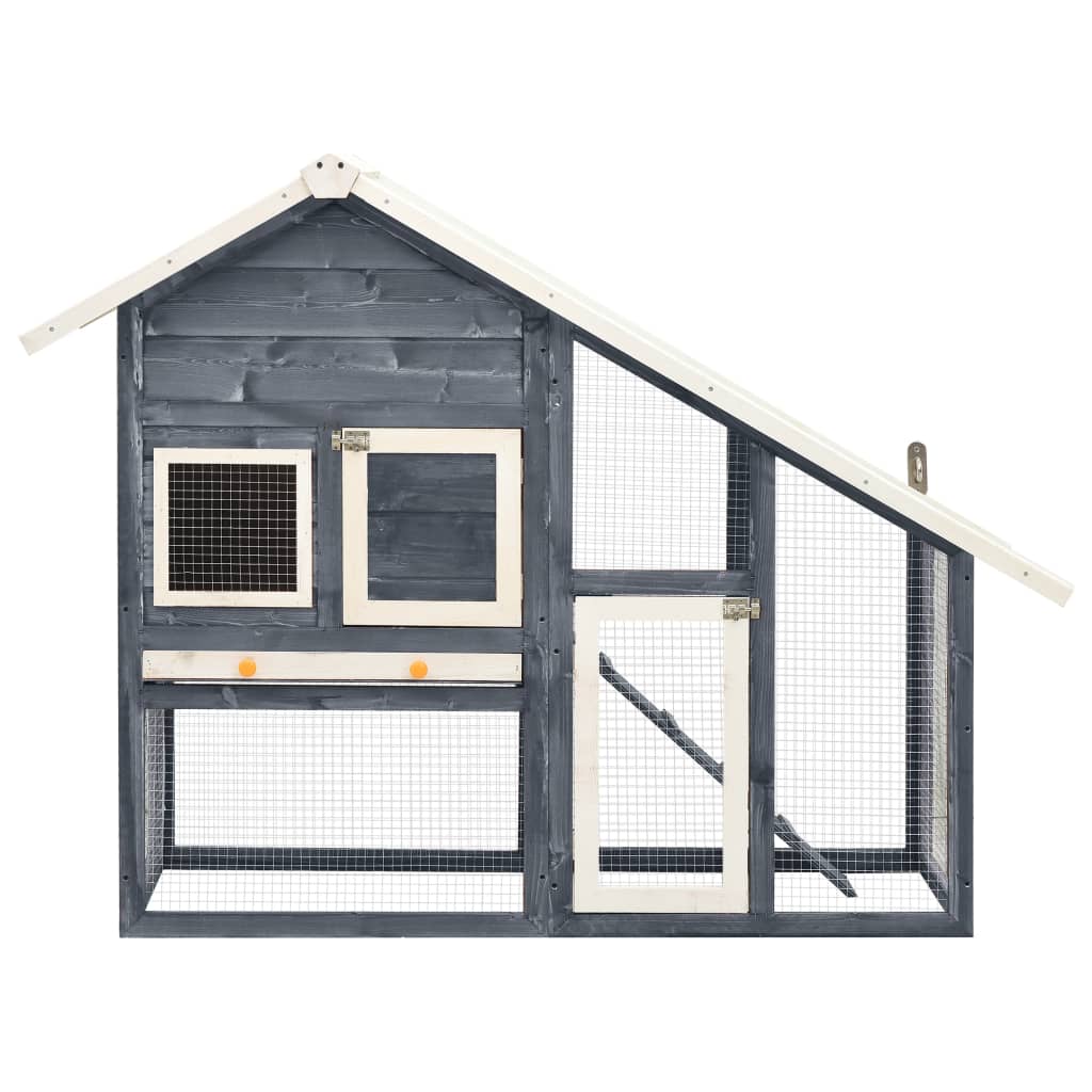 Rabbit cage, grey/white, 140 x 63 x 120 cm, solid fir wood