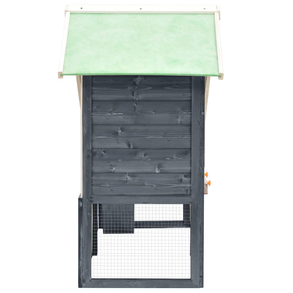 Rabbit cage, grey/white, 140 x 63 x 120 cm, solid fir wood