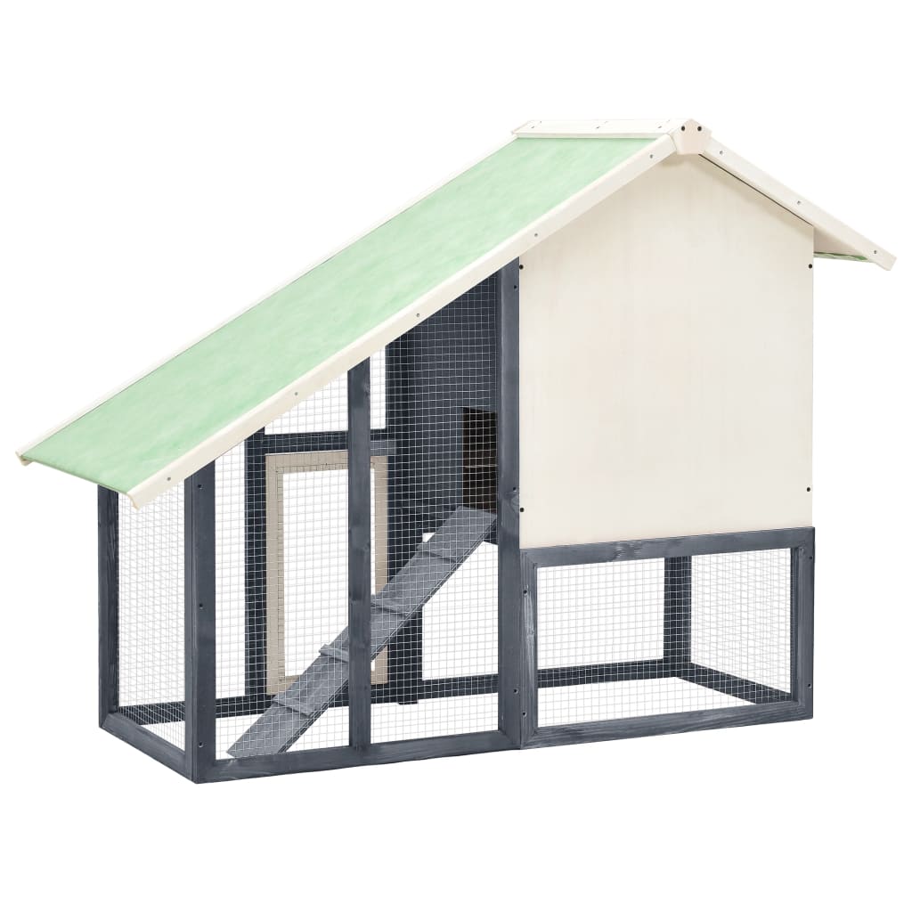 Rabbit cage, grey/white, 140 x 63 x 120 cm, solid fir wood