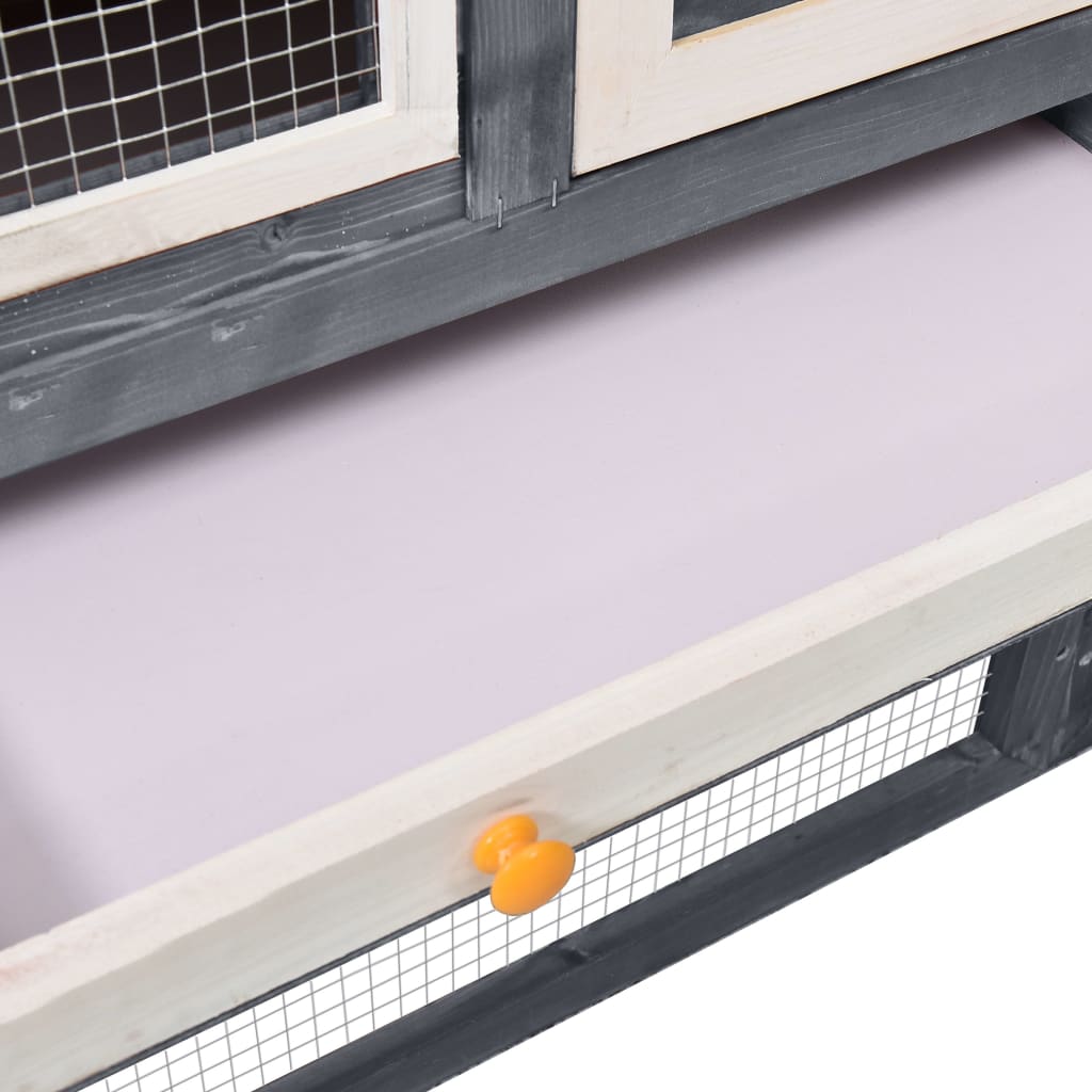 Rabbit cage, grey/white, 140 x 63 x 120 cm, solid fir wood