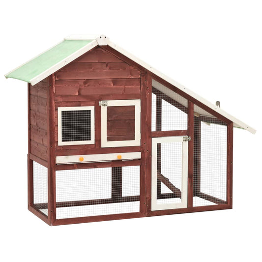Rabbit cage, brown/white, 140 x 63 x 120 cm, solid fir wood