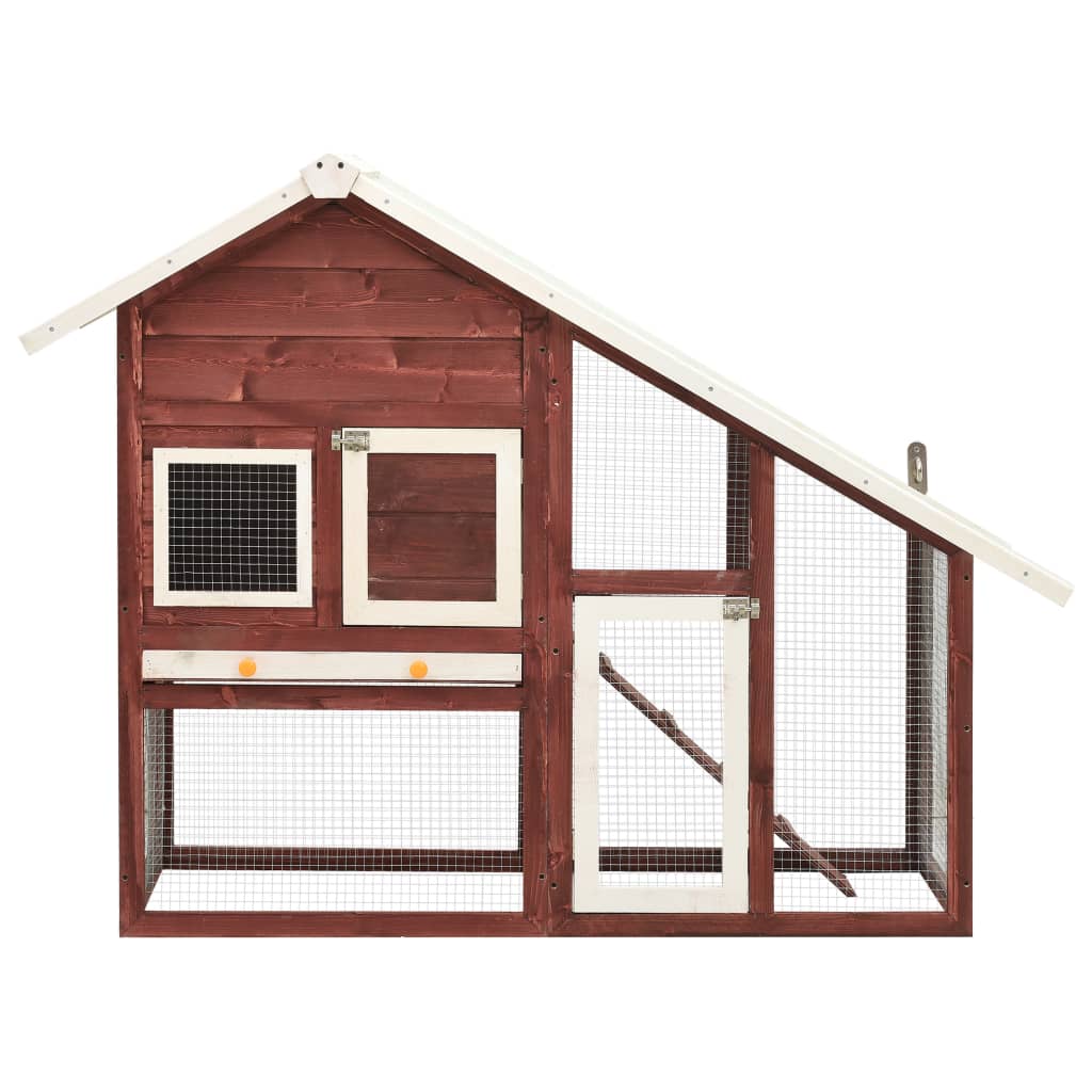 Rabbit cage, brown/white, 140 x 63 x 120 cm, solid fir wood