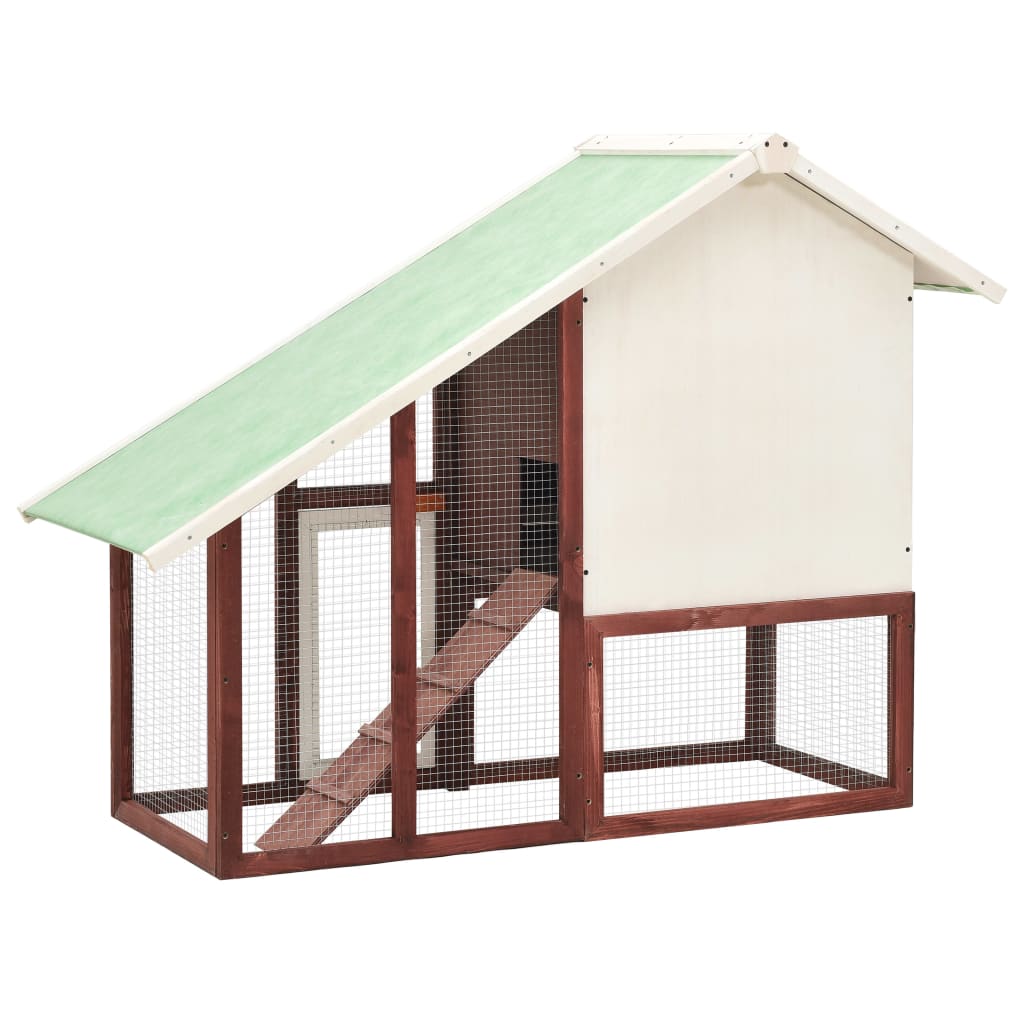 Rabbit cage, brown/white, 140 x 63 x 120 cm, solid fir wood