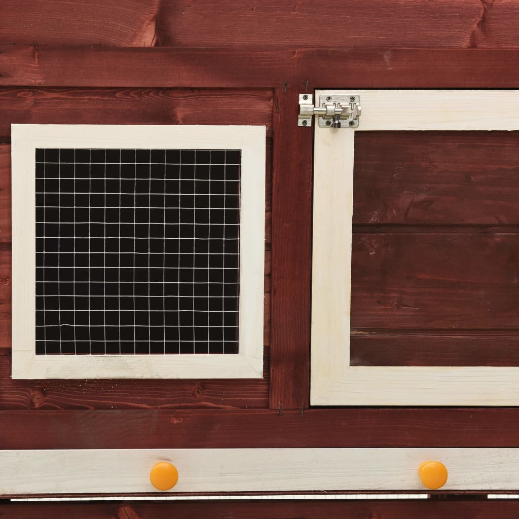 Rabbit cage, brown/white, 140 x 63 x 120 cm, solid fir wood