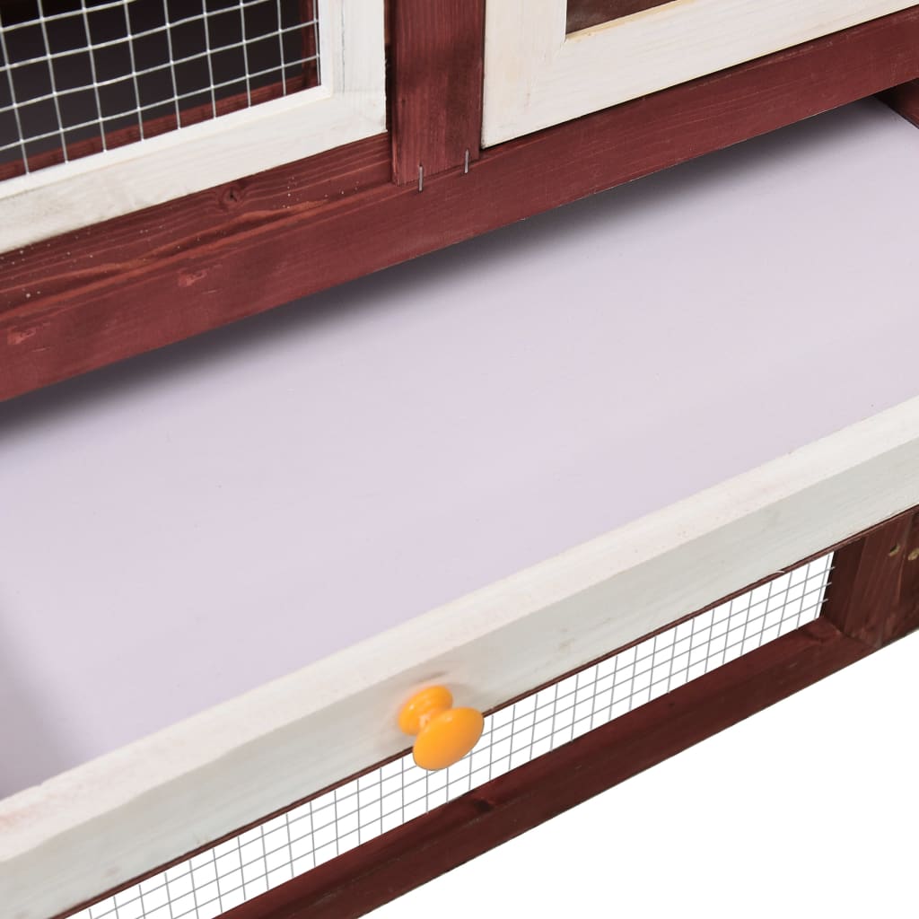 Rabbit cage, brown/white, 140 x 63 x 120 cm, solid fir wood