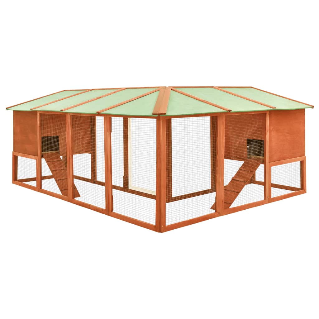 Outdoor rabbit cage, play area, brown, fir wood