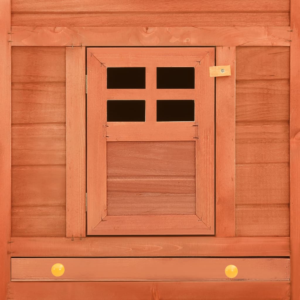 Outdoor rabbit cage, play area, brown, fir wood