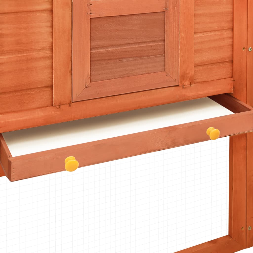 Outdoor rabbit cage, play area, brown, fir wood