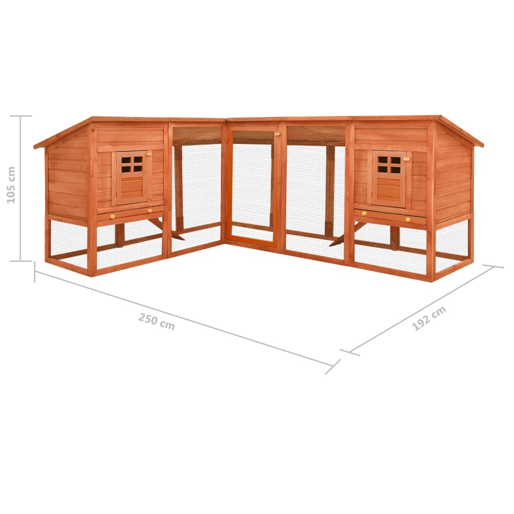 Outdoor rabbit cage, play area, brown, fir wood