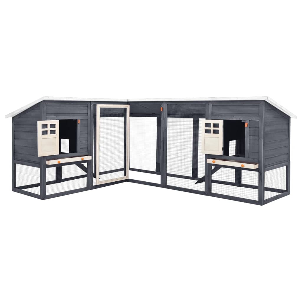 Outdoor rabbit cage, play area, grey/white, fir wood