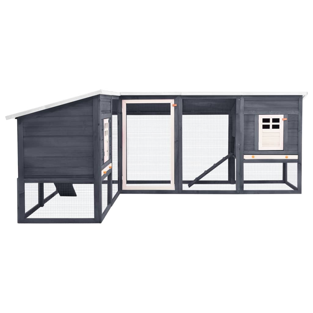 Outdoor rabbit cage, play area, grey/white, fir wood