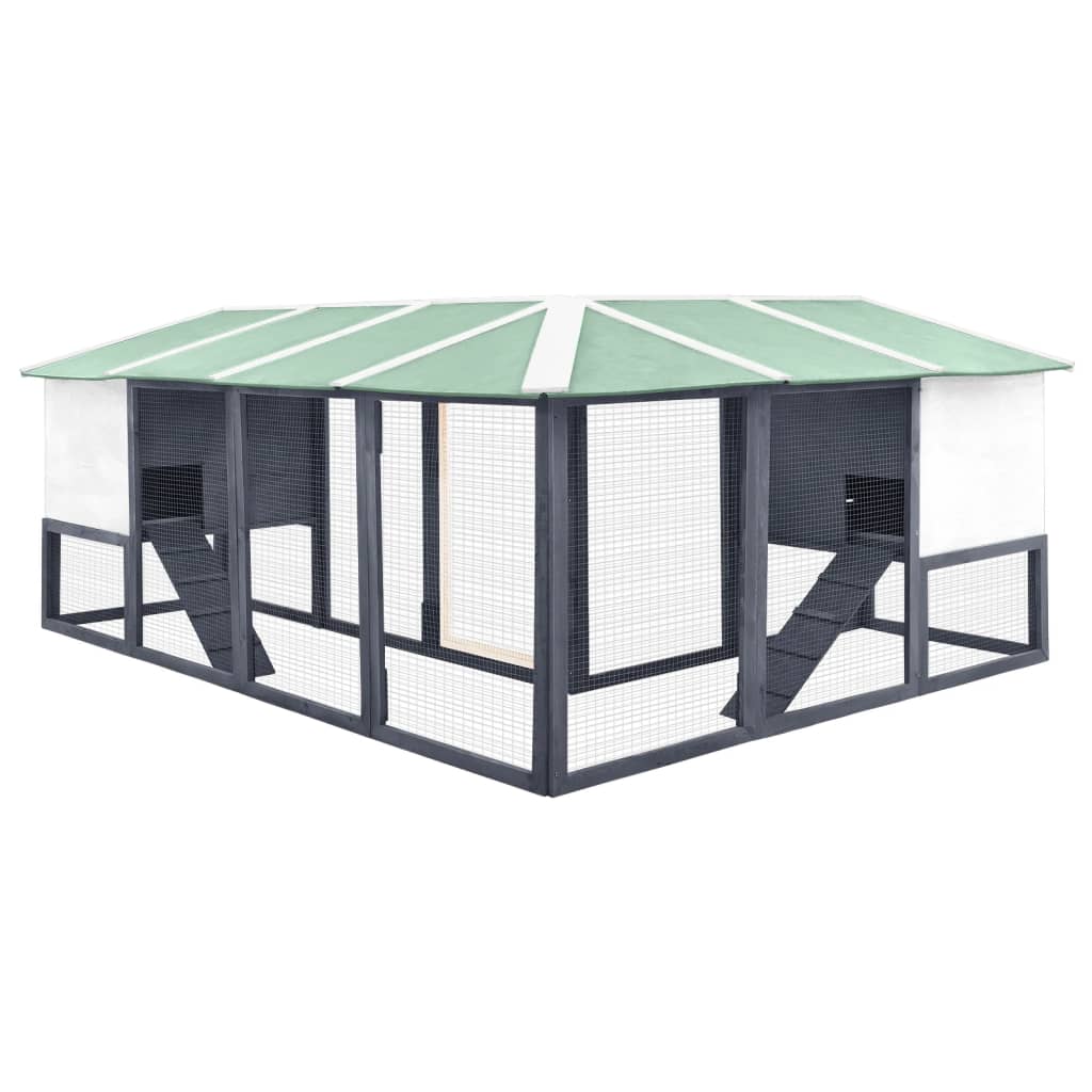 Outdoor rabbit cage, play area, grey/white, fir wood