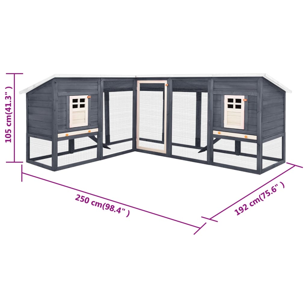 Outdoor rabbit cage, play area, grey/white, fir wood