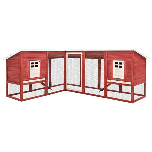Outdoor rabbit cage, play area, red/white, fir wood