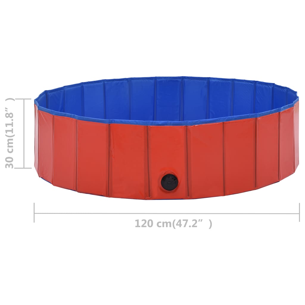 Foldable dog pool, red, 120 x 30 cm, PVC