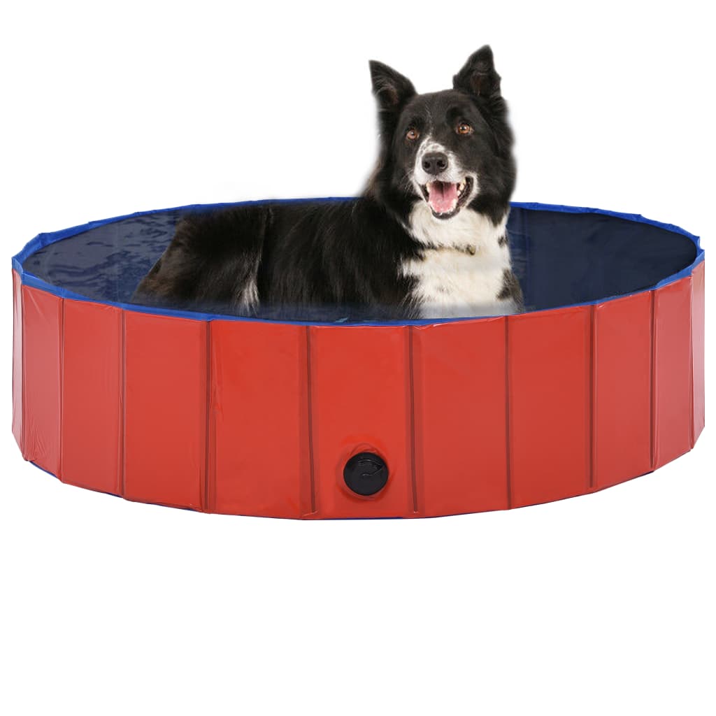 Foldable dog pool, red, 120 x 30 cm, PVC