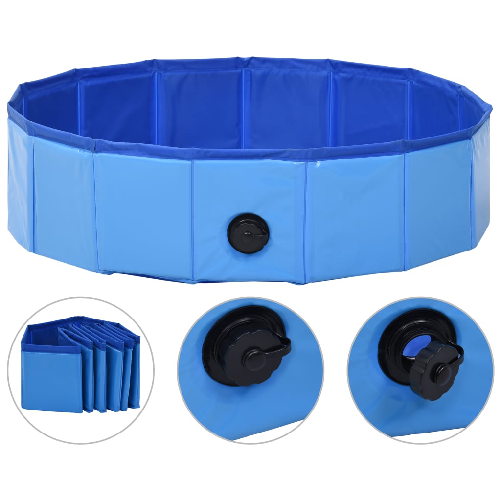 Foldable dog pool, blue, 80 x 20 cm, PVC