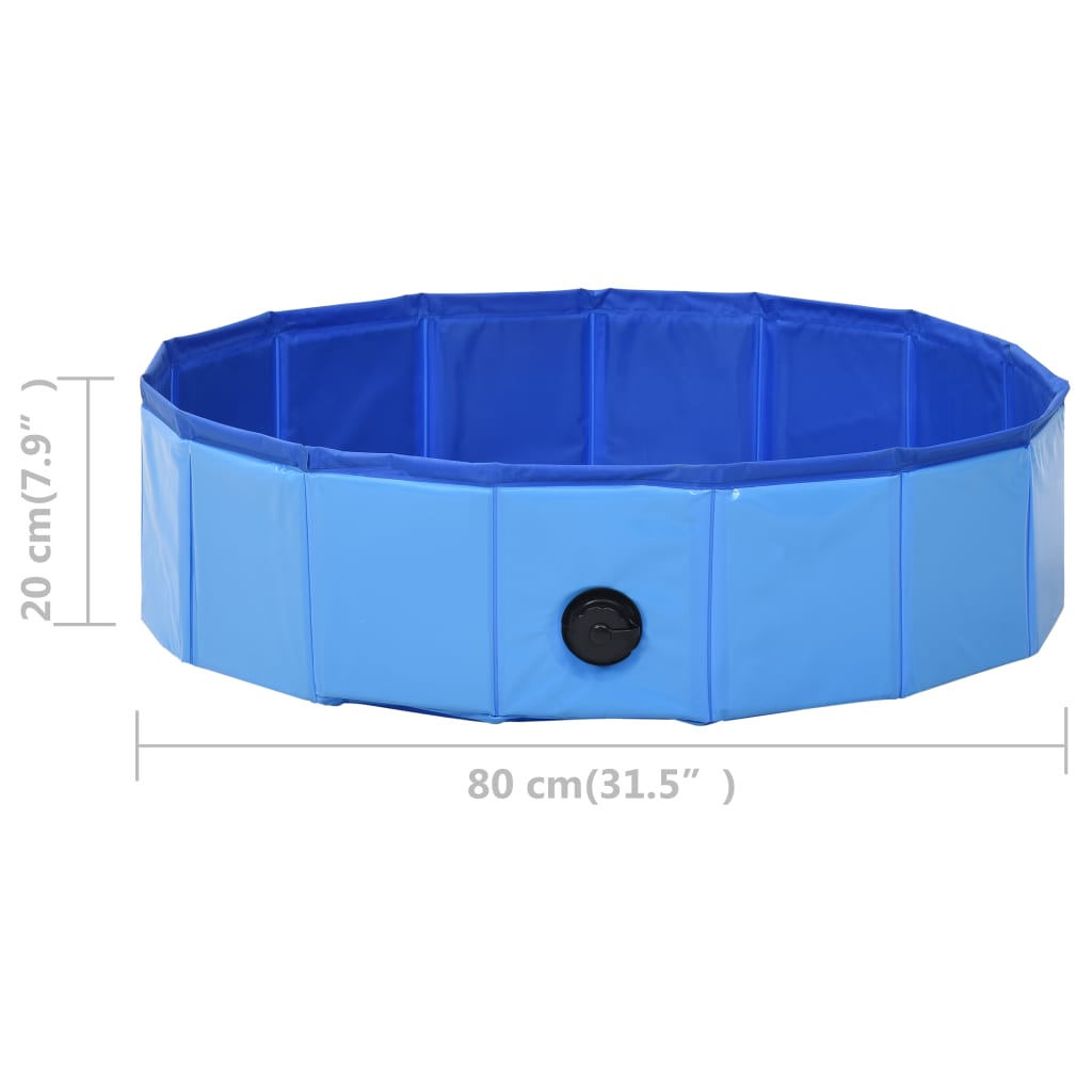 Foldable dog pool, blue, 80 x 20 cm, PVC