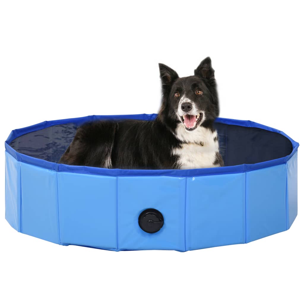 Foldable dog pool, blue, 80 x 20 cm, PVC