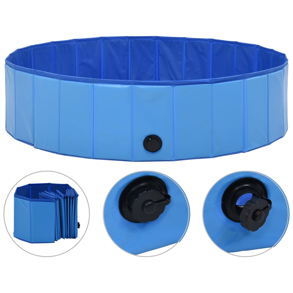Foldable dog pool, blue, 120 x 30 cm, PVC