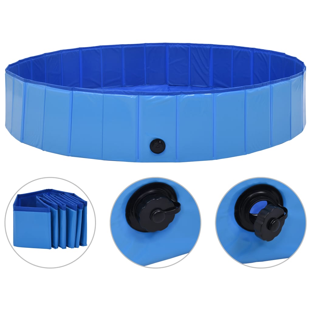 Foldable dog pool, blue, 160 x 30 cm, PVC