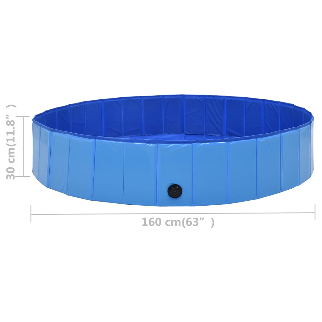 Foldable dog pool, blue, 160 x 30 cm, PVC