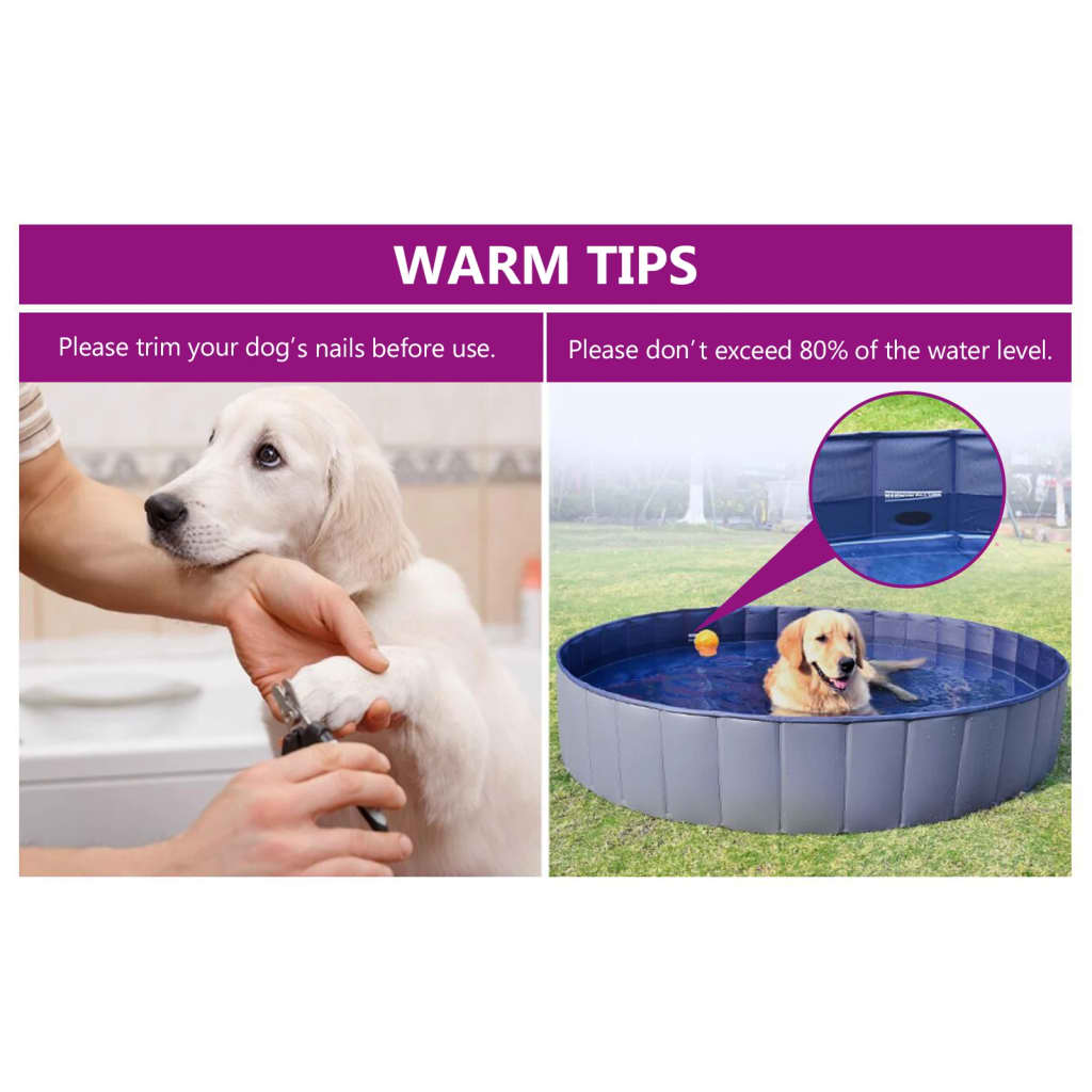 Foldable dog pool, blue, 160 x 30 cm, PVC