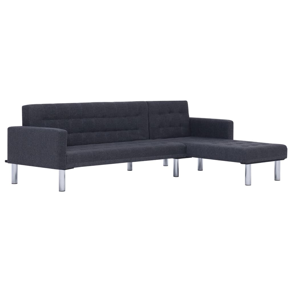 L-shaped sofa bed, dark gray, polyester