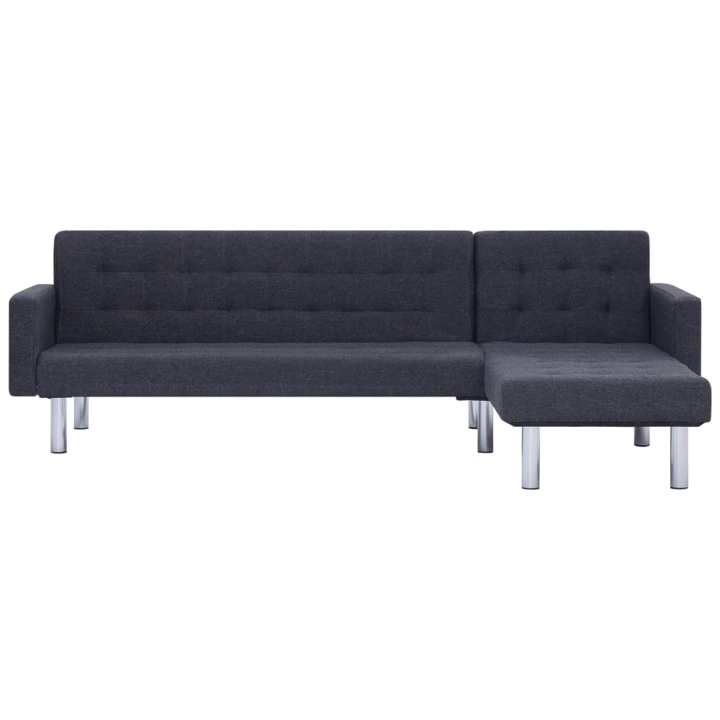 L-shaped sofa bed, dark gray, polyester