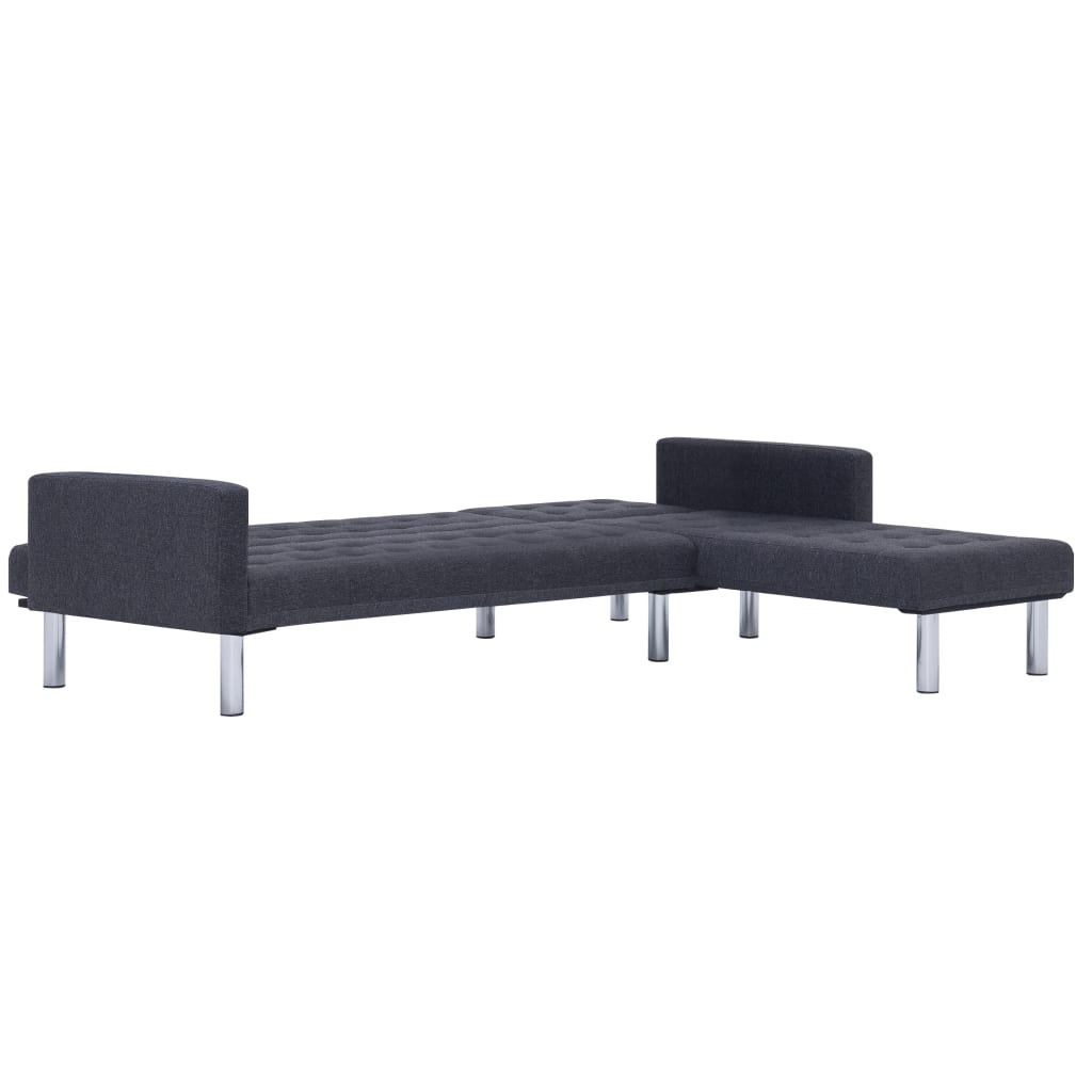 L-shaped sofa bed, dark gray, polyester