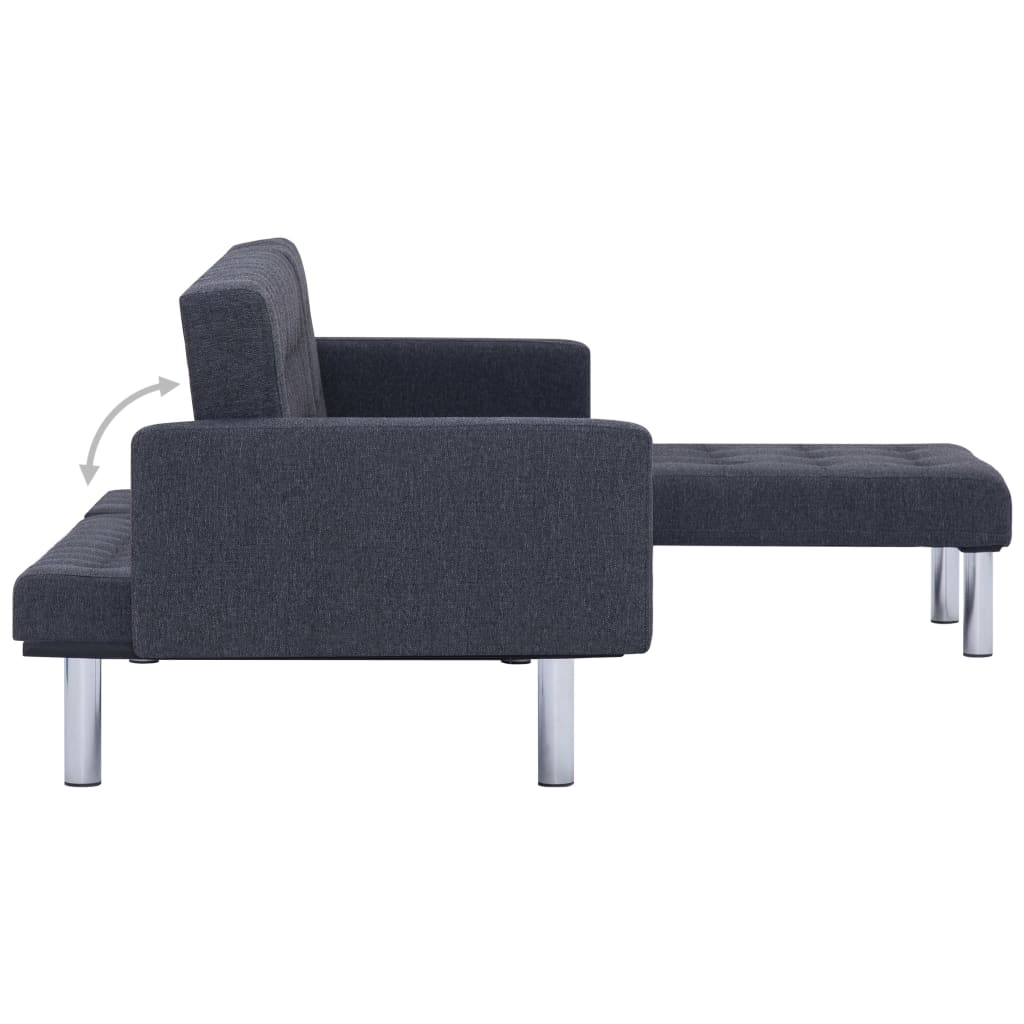 L-shaped sofa bed, dark gray, polyester