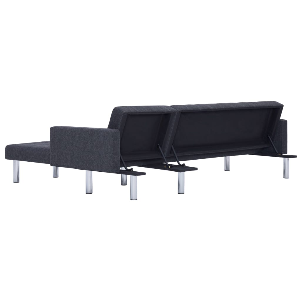 L-shaped sofa bed, dark gray, polyester
