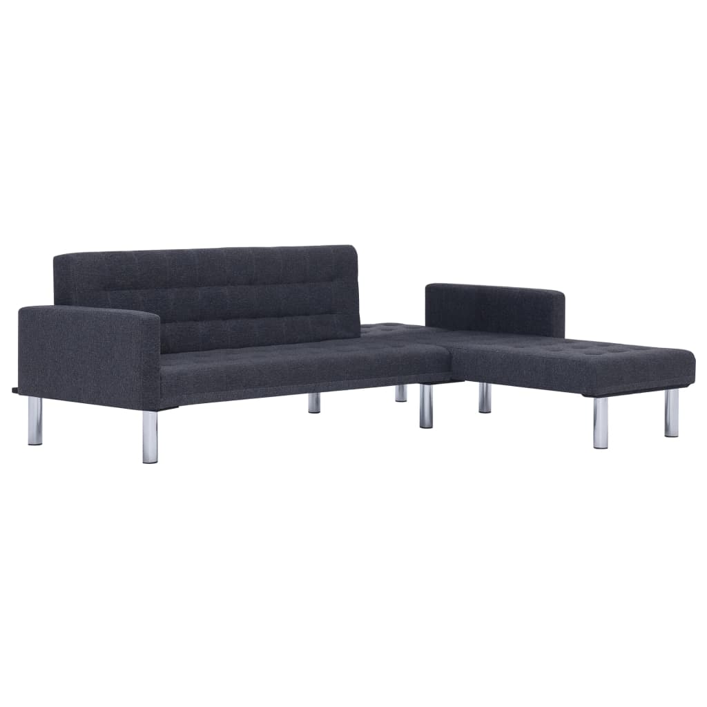 L-shaped sofa bed, dark gray, polyester