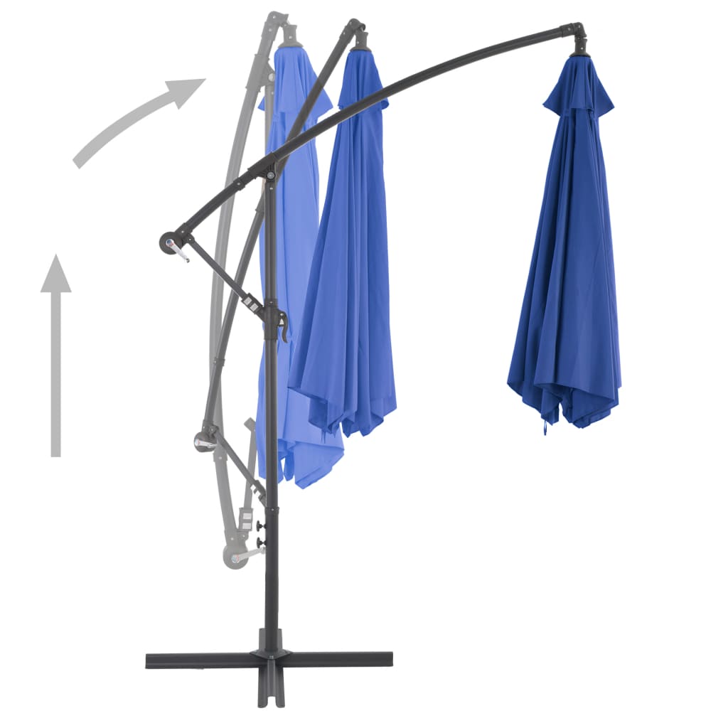 Umbrelă consolă de grădină, stâlp din aluminiu, albastru 300 cm