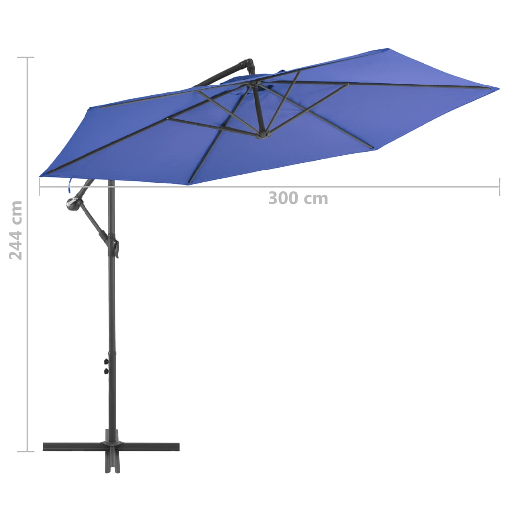 Umbrelă consolă de grădină, stâlp din aluminiu, albastru 300 cm