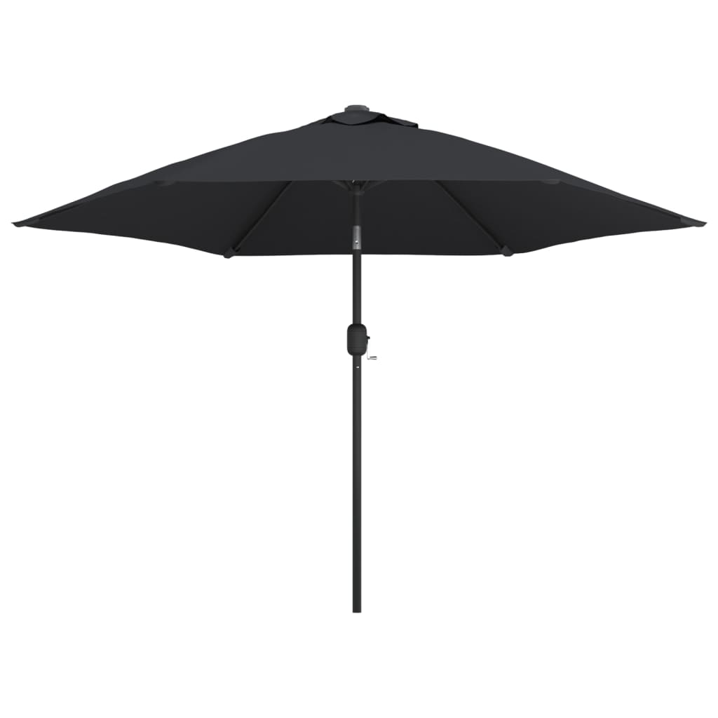 Umbrelă de soare exterior, LED-uri și stâlp oțel, negru, 300 cm