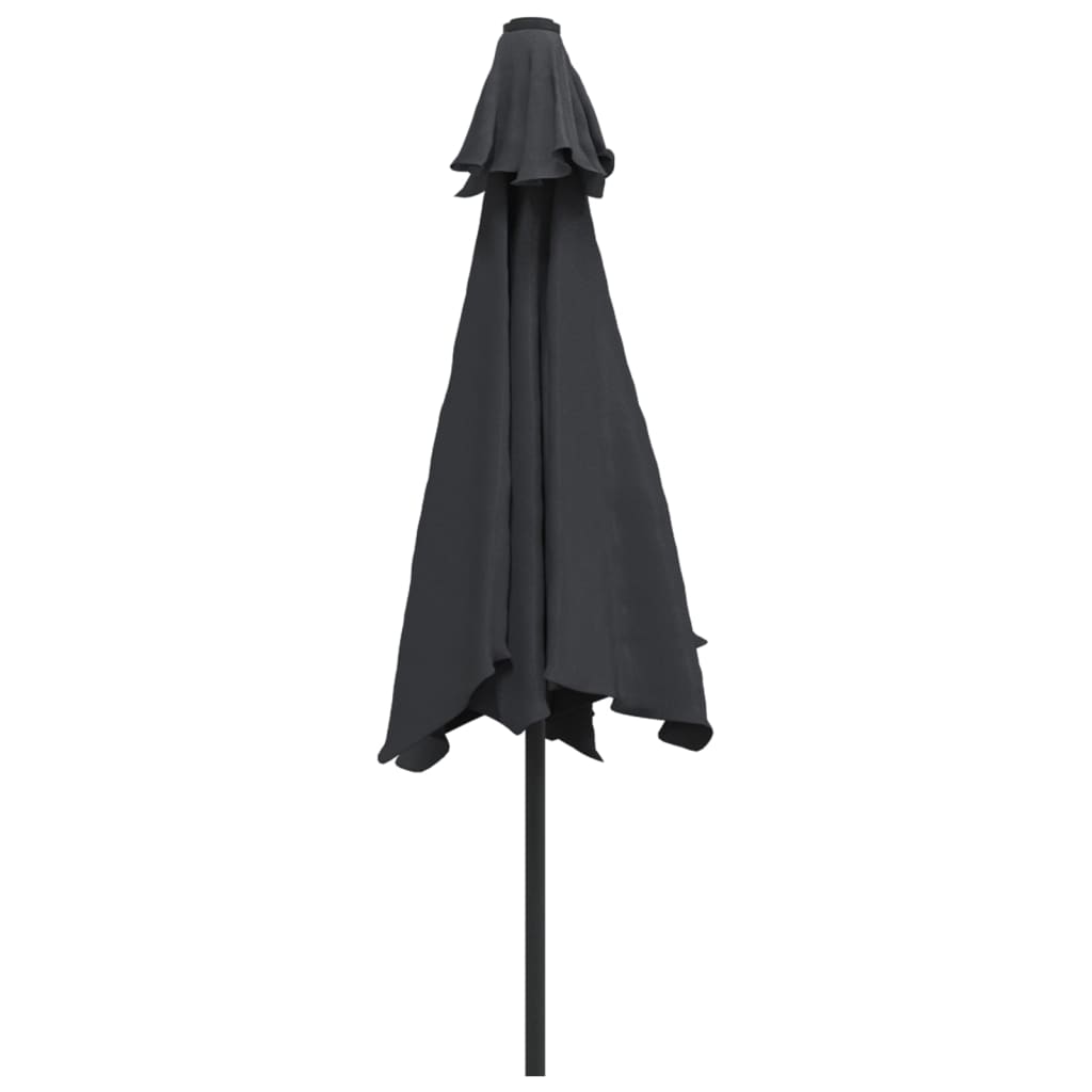 Umbrelă de soare exterior, LED-uri și stâlp oțel, negru, 300 cm