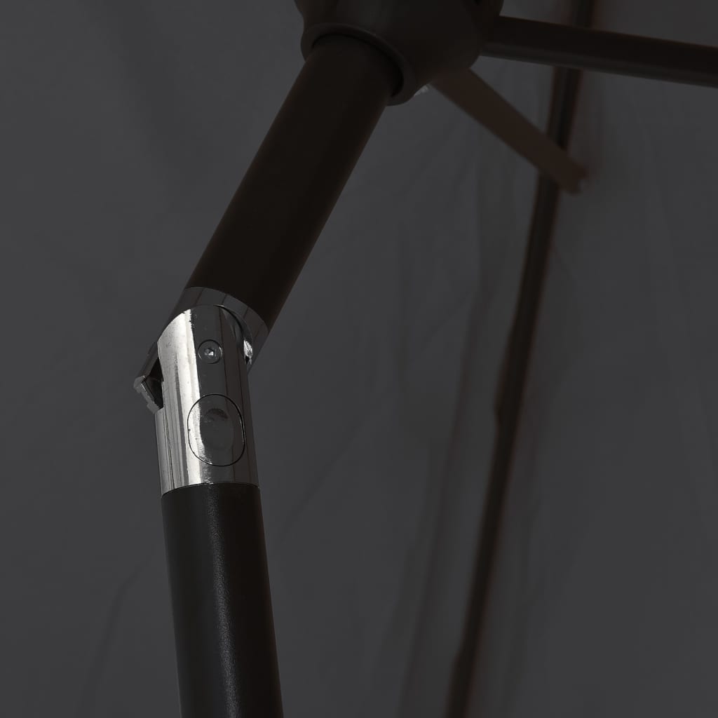 Umbrelă de soare exterior, LED-uri și stâlp oțel, negru, 300 cm
