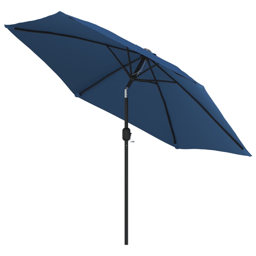 Umbrelă de soare cu LED, stâlp din oțel, albastru azur, 300 cm