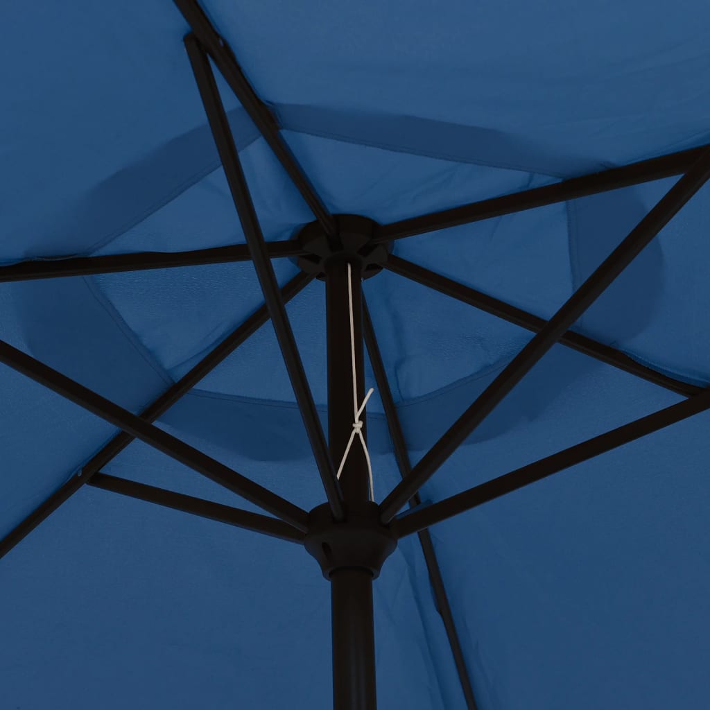 Umbrelă de soare cu LED, stâlp din oțel, albastru azur, 300 cm