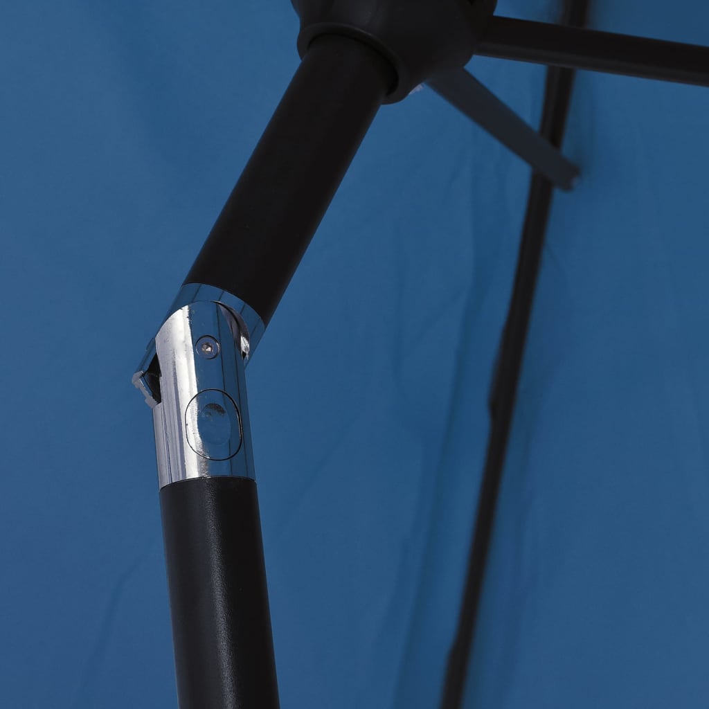 Umbrelă de soare cu LED, stâlp din oțel, albastru azur, 300 cm