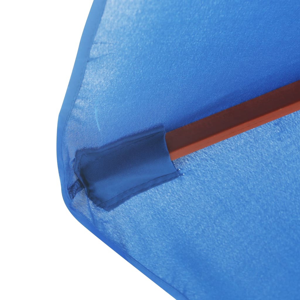 Umbrelă de soare de exterior, stâlp din lemn, albastru, 350 cm