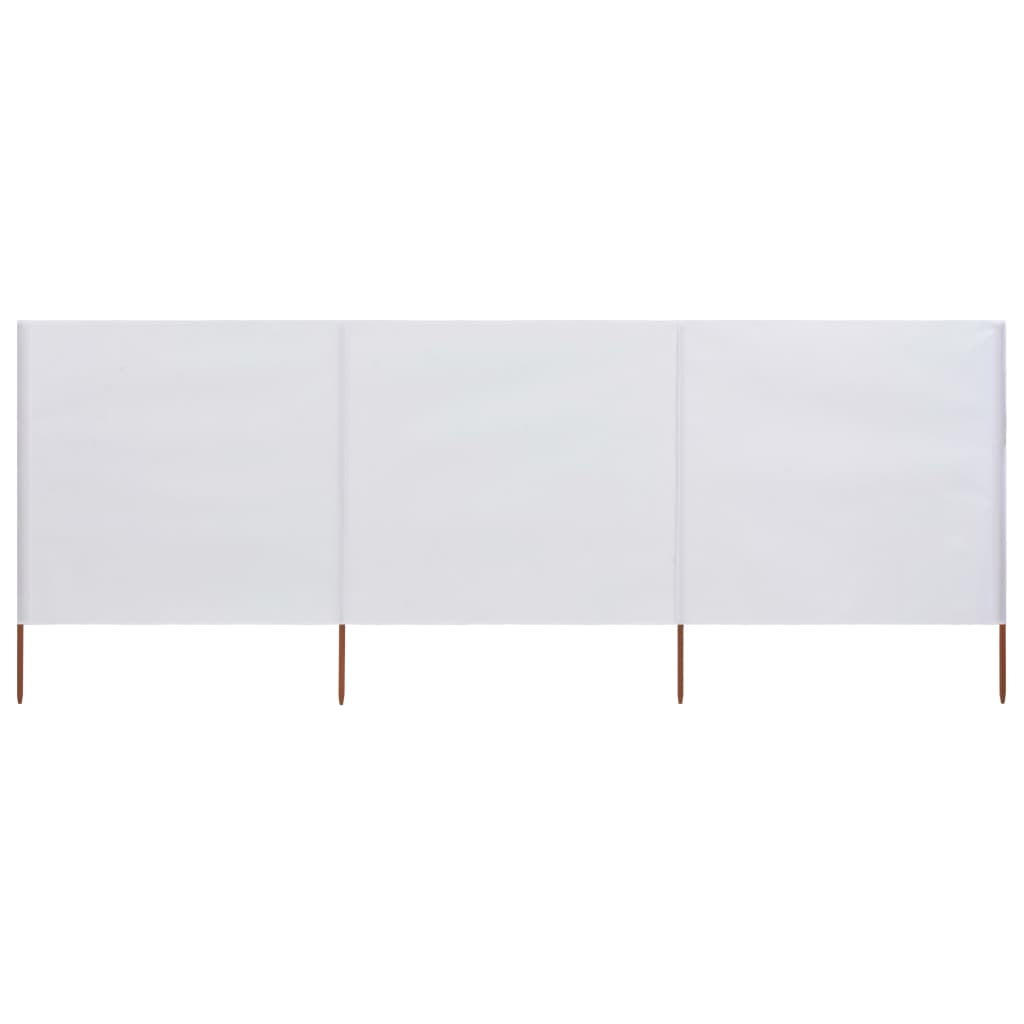 Paravan anti-vânt cu 3 panouri, alb nisipiu, 400x80 cm, textil