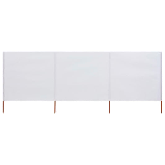 Paravan anti-vânt cu 3 panouri, alb nisipiu, 400x80 cm, textil