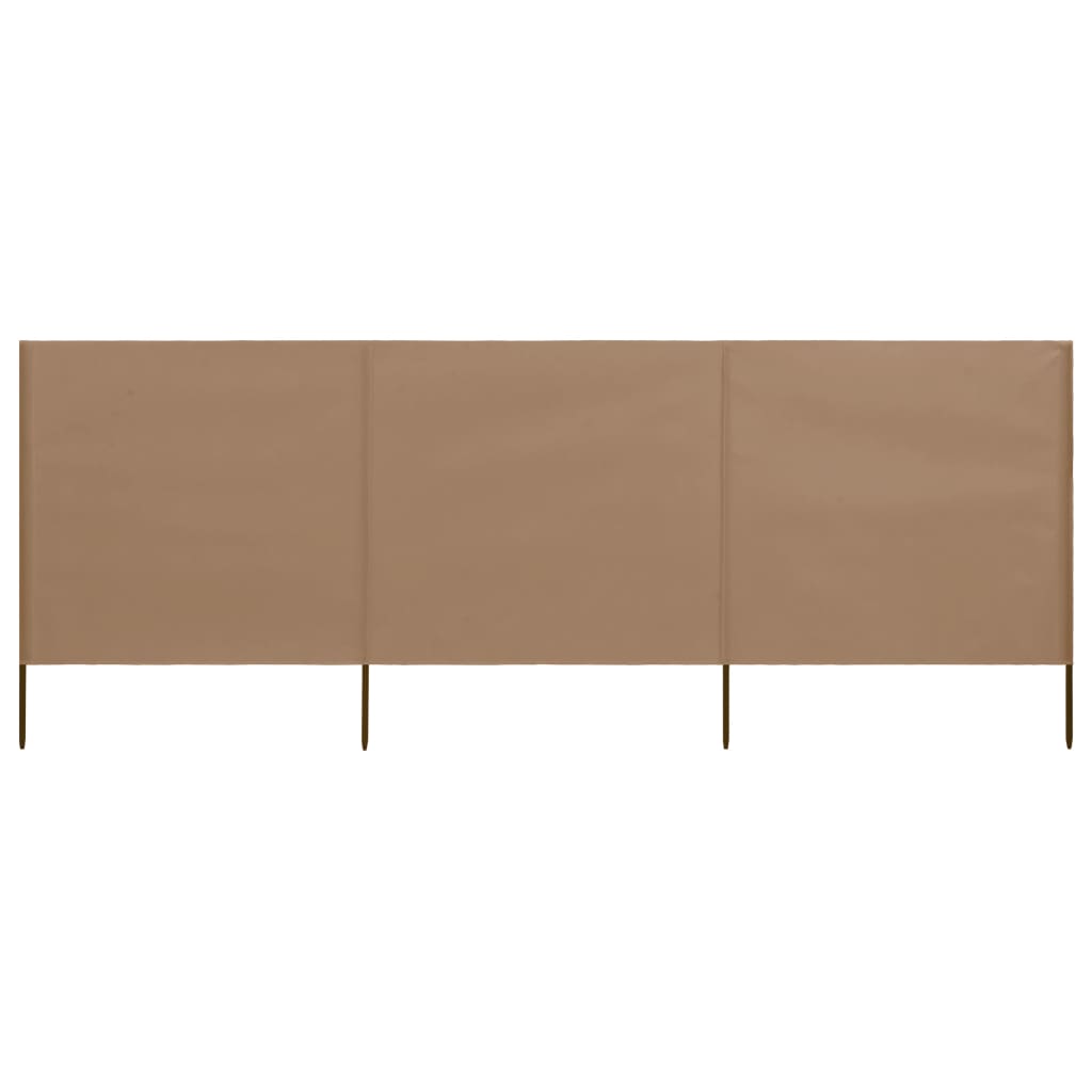 Paravan anti-vânt cu 3 panouri, gri taupe, 400 x 80 cm, textil